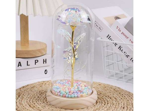 Evighetsros i glaskupa - LED-belyst present till henne
