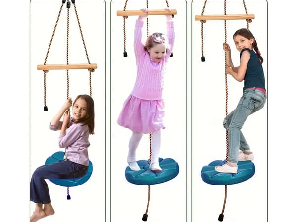 Barns rund skiva trädgård swing rep stark Blå