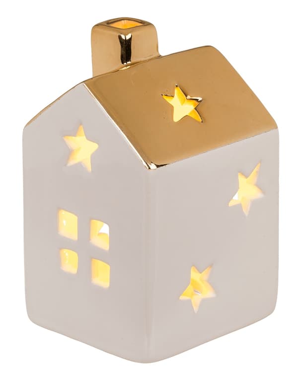 Keramikhuse med LED – Juledekoration White