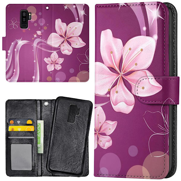 Samsung Galaxy S9 Plus - Plånboksfodral/Skal Vit Blomma