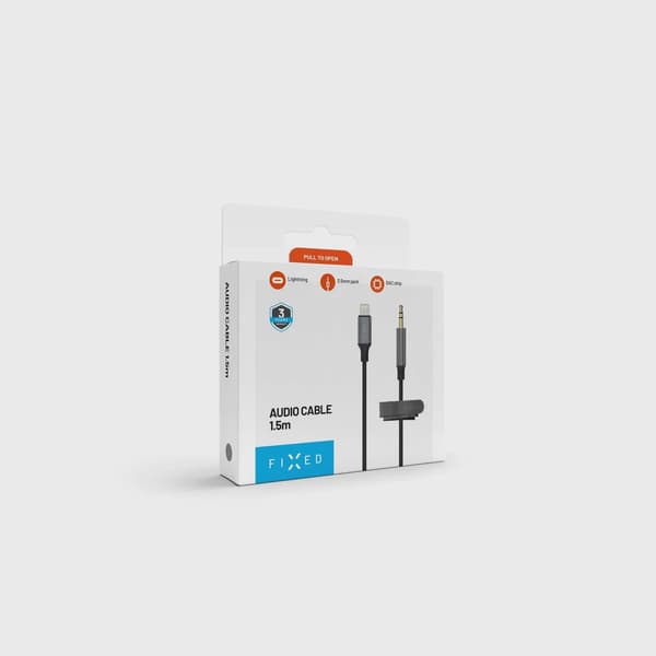 FIXED Link Premium Lightning till 3.5mm hane kabel 1.5m Rymdgrå