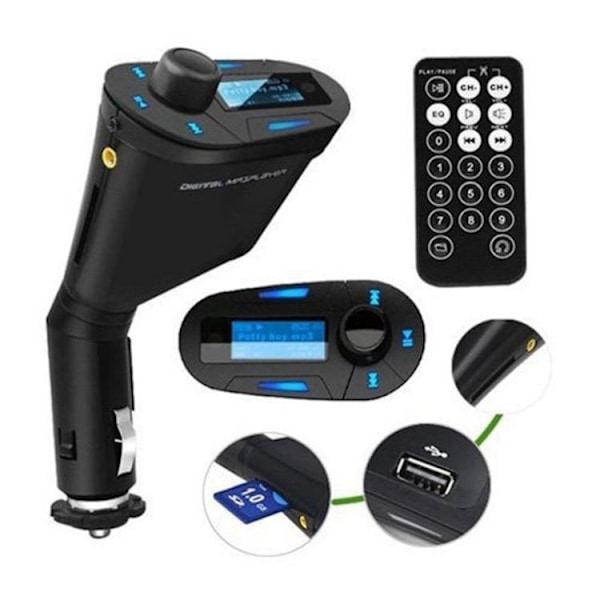 FM-lähetin / MP3 USB ä & Vastaustoiminto - SD-Kortti - Autolle Black
