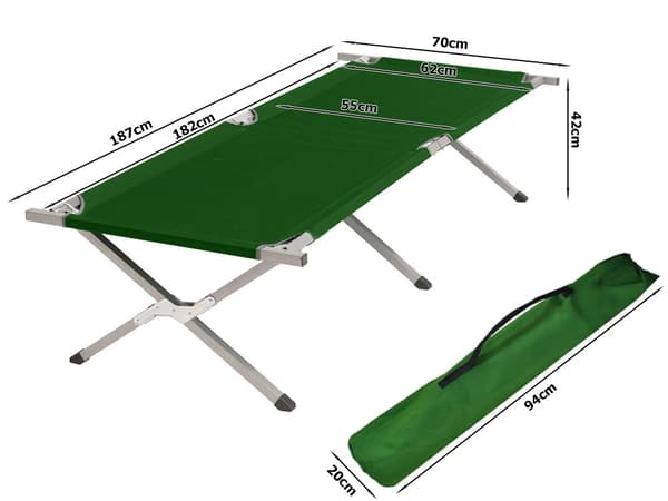 Hopfällbar Campingsäng - 110kg Grön