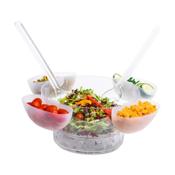 Salaattikulho - Tarjoilukulho, jossa jääpatja ja sivulokero Transparent
