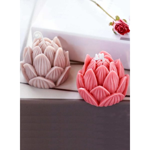 Lotusformet silikonform - Støp dine egne lys - Form for Stearin Pink