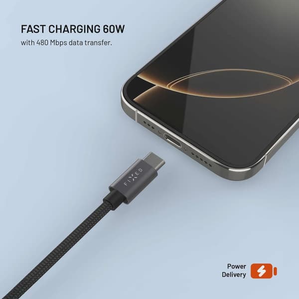 FIXED USB-C-laddningskabel för Apple Watch och Galaxy Watch, 1,5 m, svart
