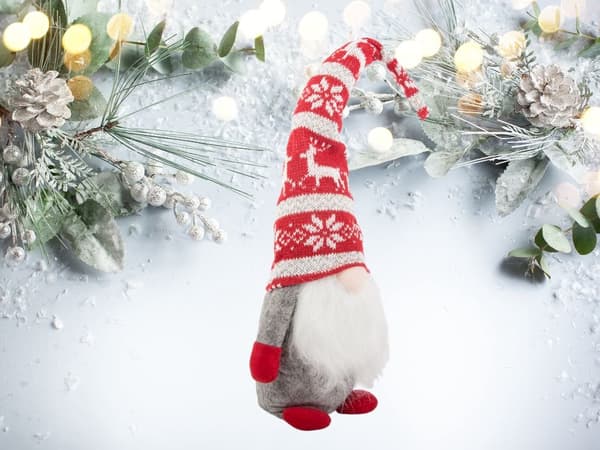 Julspöke grå tomte med julgransskägg 48 cm mjuk grå