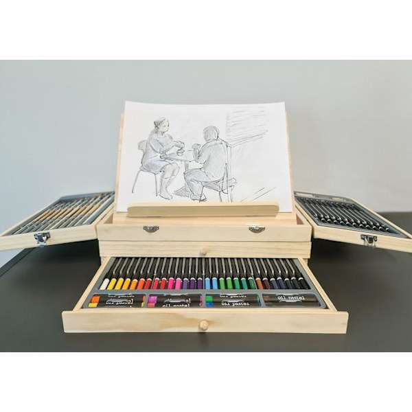 Kunstnersæt med Stativ - 83-dele - Olie-, Vand- & Akrylmaling Multicolor