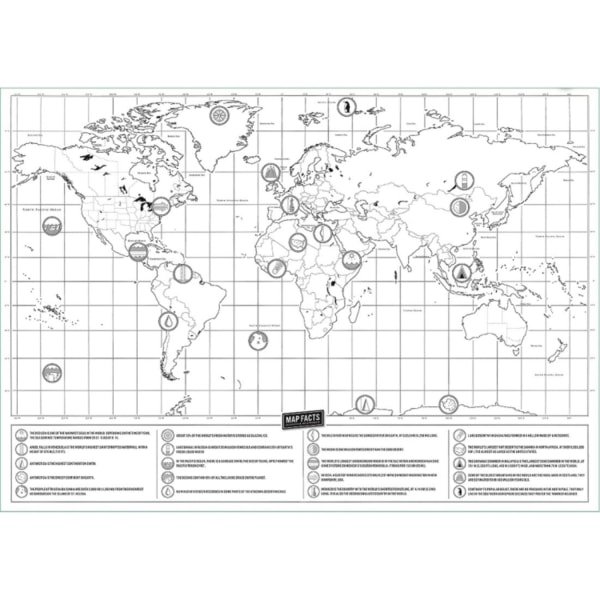 Karta med Skrapa / Scratch Map / Världskarta - 42 x 30 cm