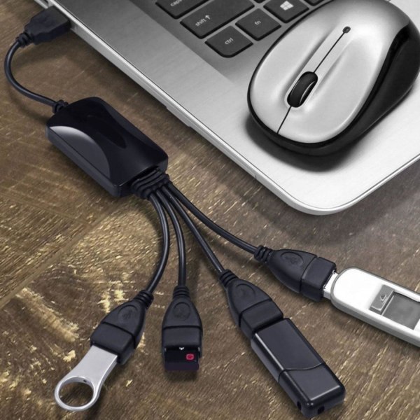 USB 2.0 Hub 4-port - (sort) Black