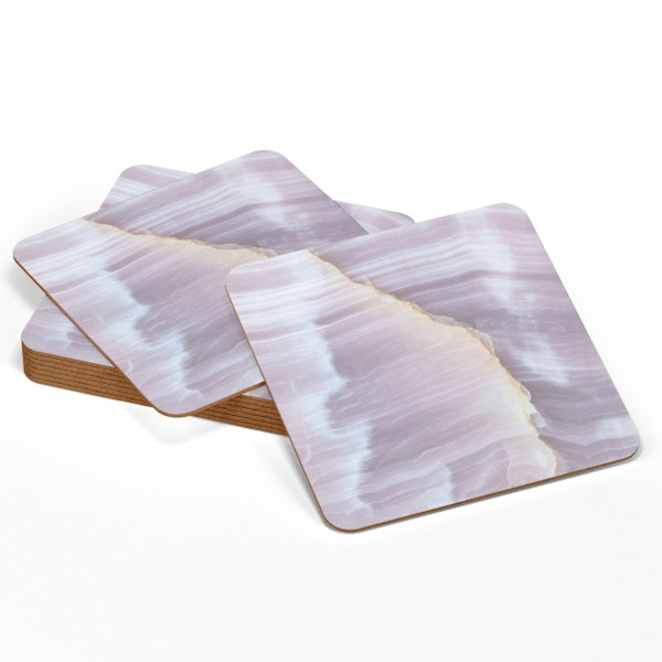 4-Kpl - Lasinaluset Marmori - Lasinaluset Juomalaseille Multicolor