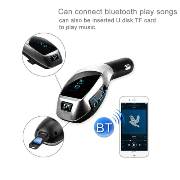 Bluetooth FM-sändare & MP3 & USB med Svarsfunktion - Till Bil Multicolor