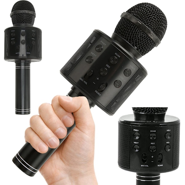 Karaokemikrofon med Højttaler / Karaoke Mikrofon – Bluetooth Black