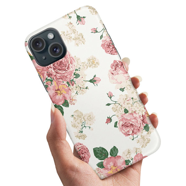 iPhone 15 Plus - Skal/Mobilskal Retro Blommor