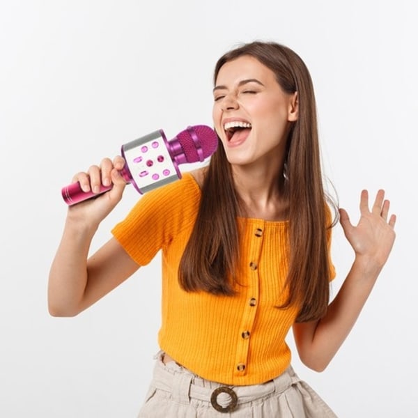 Karaokemikrofon med Högtalare / Karaoke med Mikrofon - Bluetooth Rosa