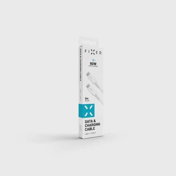FIXED LIQUID silikonkabel 60W USB-C/C 2m Vit