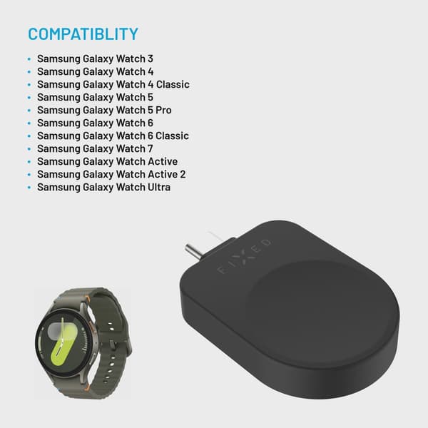 FIXED Trådlös USB-C laddare för Samsung Watch Svart