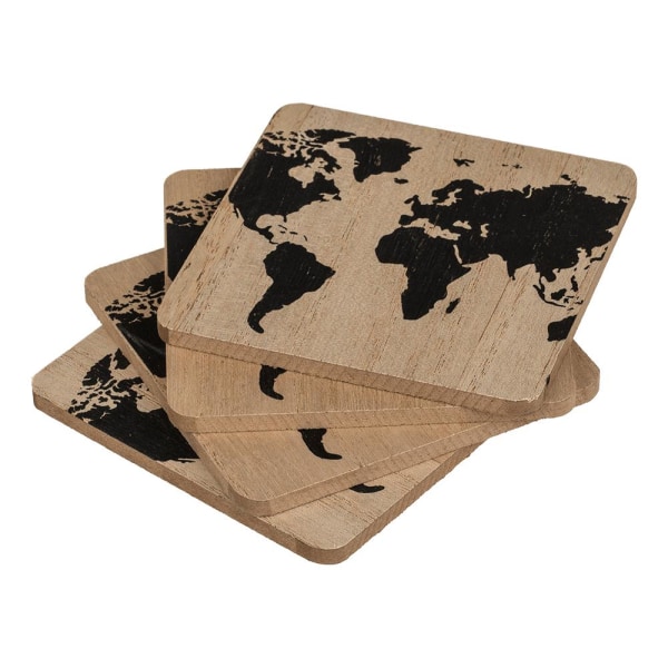 4-Pack - Coasters Wood / Coasters for Glass - Verdenskart Multicolor