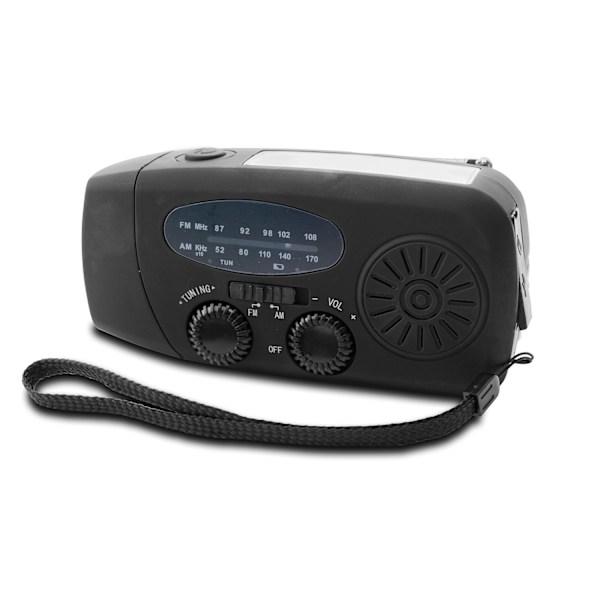 Vevradio med Solcellsladdare & Nödfilt / Nödradio & Powerbank Black Endast vevradio