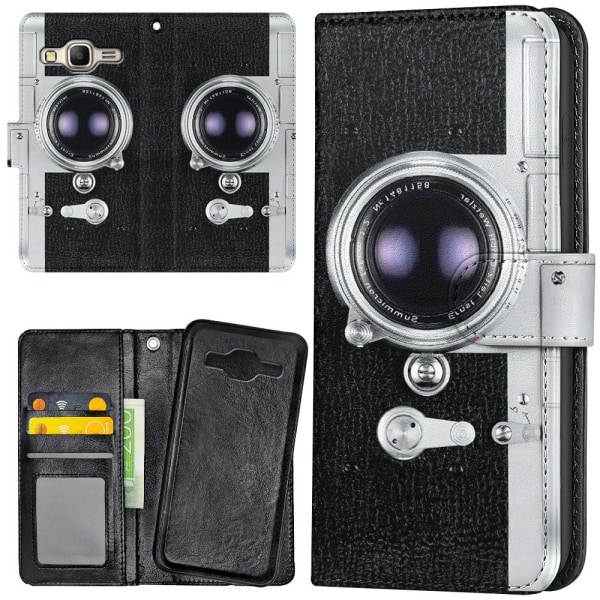 Samsung Galaxy J3 (2016) - Lommebok Deksel Retro Kamera