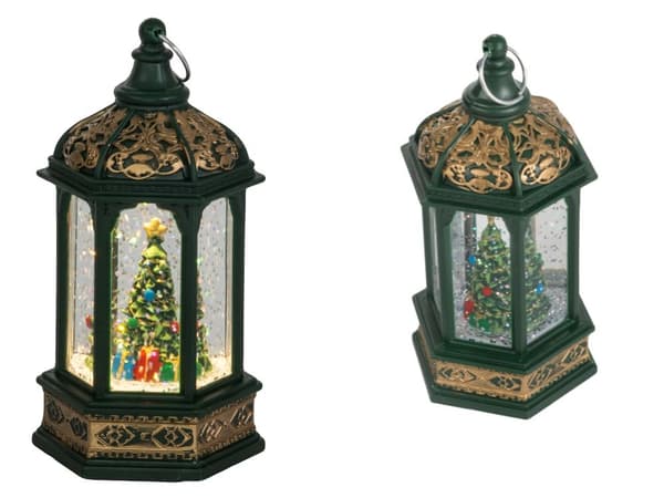 Led lykta julgran dekoration med glitter