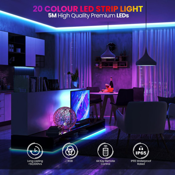 LED-Strip Lights kanssa RGB / Valonauha / LED-lista - 5 metriä Multicolor