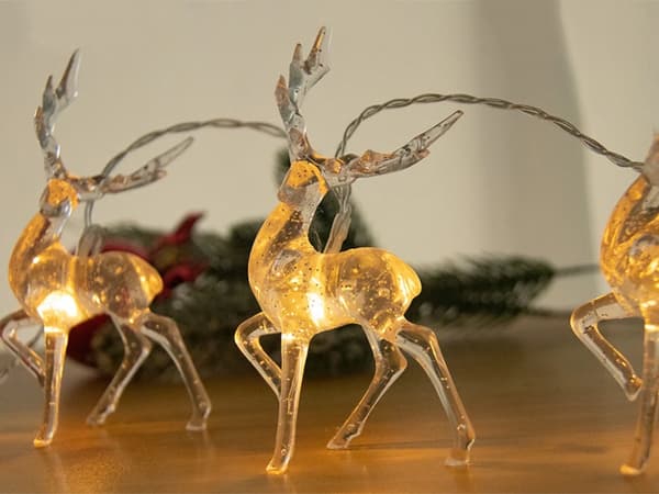Julren ljusslinga - 10 LED med glitter