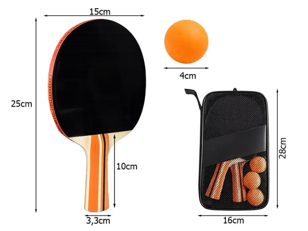 Pingisracket set 2 st med bollar fodral