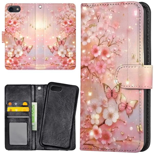 iPhone 16e/17e - Plånboksfodral/Skal Flowers & Butterflies