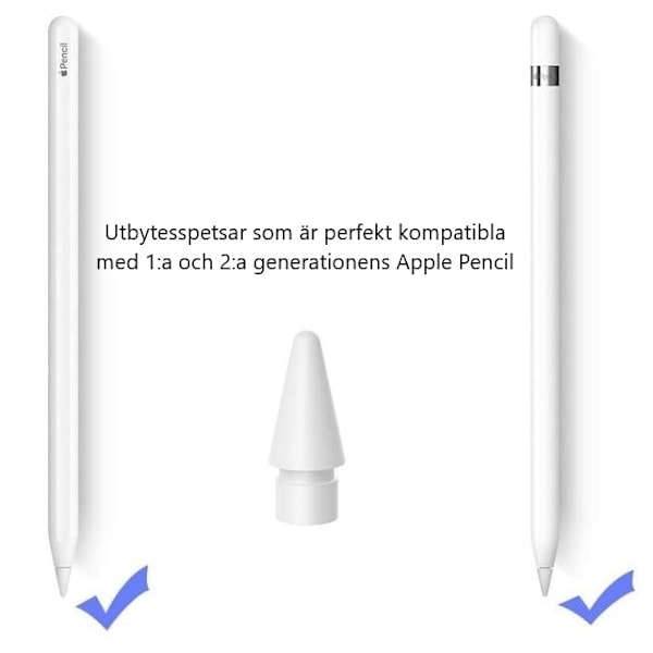 Ersatzspiss for Apple Pencil 1/2 Gen – 4 stk. spisser for Apple-penner