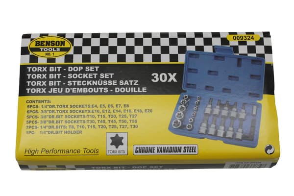 Torx-hylsset 30 delar Cr-V
