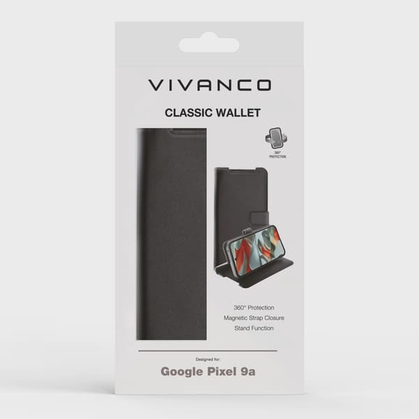 Vivanco Classic Plånboksfodral Google Pixel 9a Svart