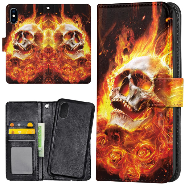iPhone X/XS - Lommebok Deksel Burning Skull