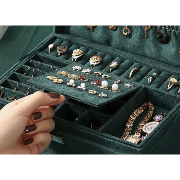 Smyckeskrin - Låda för Smyckesförvaring Mörkgrön