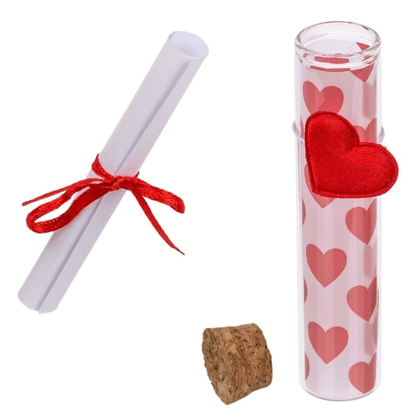 2-pak kærlighedsbrev i glasflaske - Valentinsdag Red