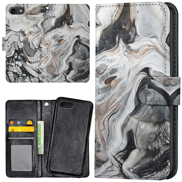 iPhone 16e/17e - Lommebok Deksel Marmor