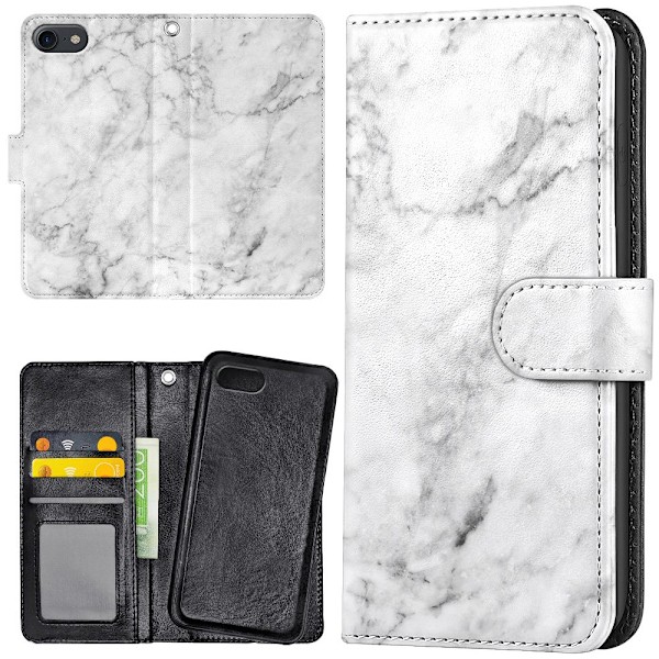 iPhone 16e/17e - Lommebok Deksel Marmor