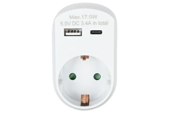 Eluttag med USB-A och USB-C vit