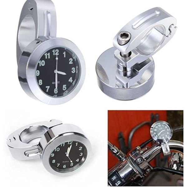 Analogt ur til cykel - Fastgøres til cykelstyr Silver