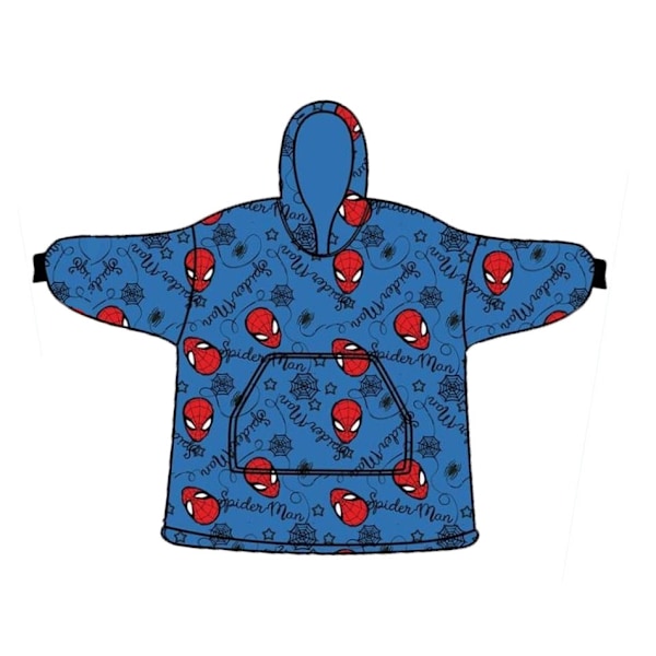 Spider-Man Blå pläd med poncho-funktion – Mjuk och mysig fleecefilt