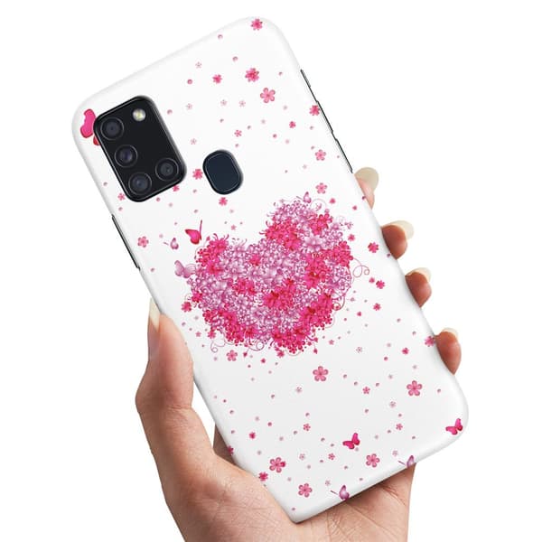 Deksel / Mobildeksel til Samsung Galaxy A21s - Blomsterhjerte