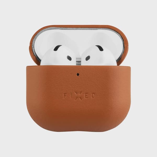 FIXED Äkta läderfodral för Airpods 4/4 ANC Brun
