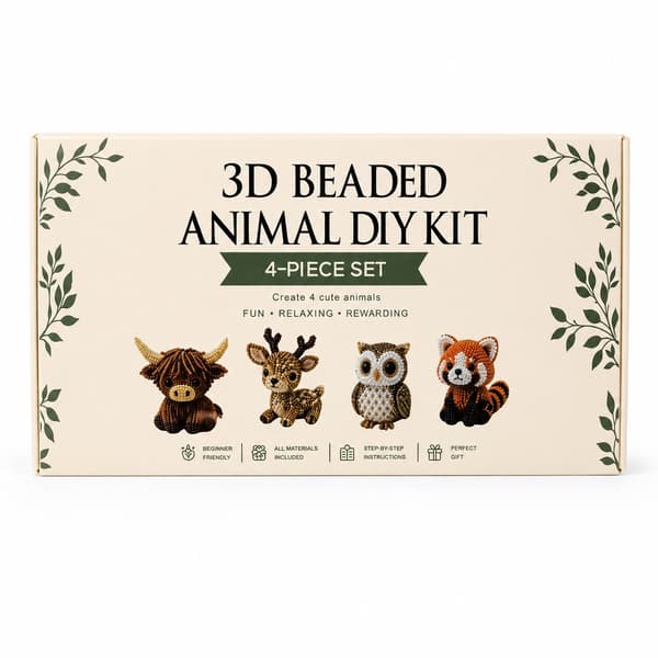 3D Perledyr DIY-kit for Kreativ Hobby – 4 Små Dyrefigurer Forest friends
