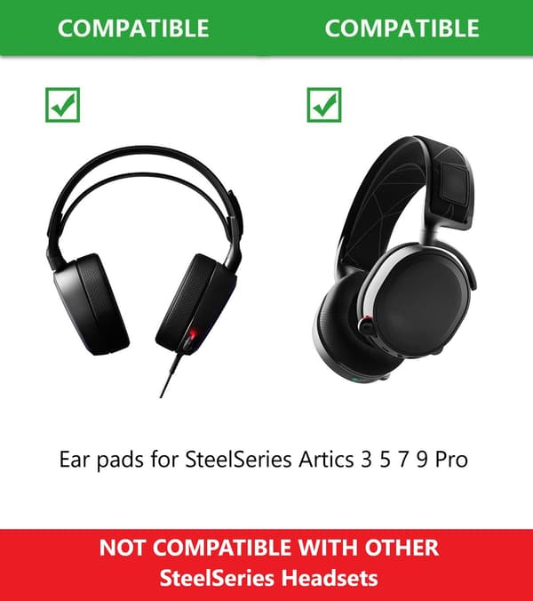 Ørepuder til SteelSeries Arctis 1 3 5 7 9 Pro – Erstatningspuder Svart-Mönstrad