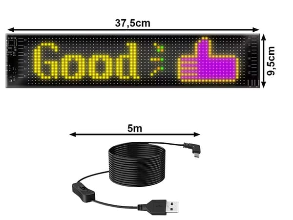 Flexibel LED-panel gestsignal lastbil vindruta