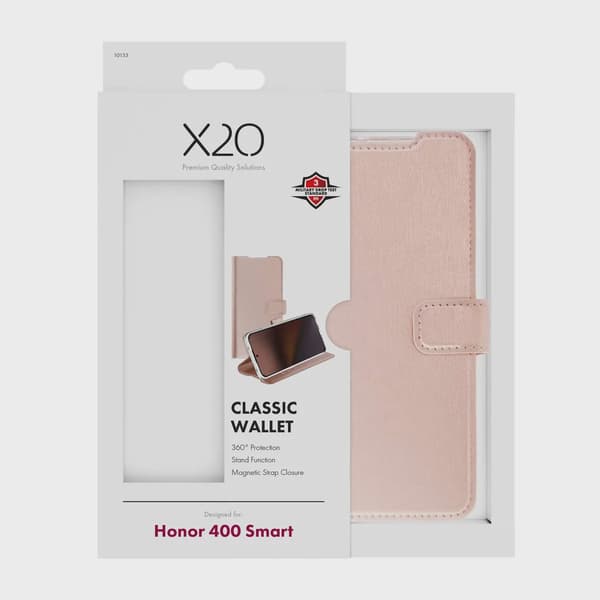 X2O Classic Wallet Plånboksfodral Honor 400 Smart Rose Gold