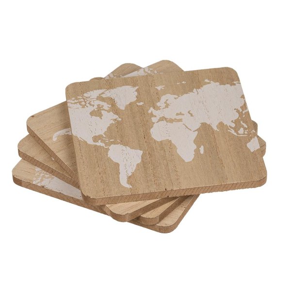 4-Pack - Coasters Wood / Coasters for Glass - Verdenskart Multicolor