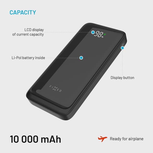 FIXED Zen2 10 USB-C PD 20W Power Bank 10.000 mAh Svart