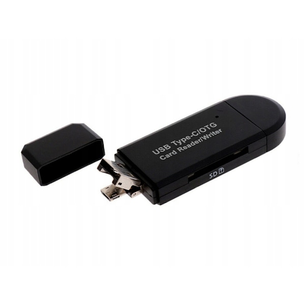 3-i-1 SD-kortläsare USB, USB-C & Micro USB