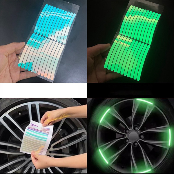 20-Pak - Selvlysende Dekaler til Bil - Glow in the Dark Multicolor